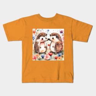 Cute hedgehogs in love Kids T-Shirt